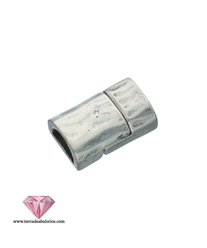 Cierre con Imán Rugoso para Media Caña 24x15mm Agujero 10x5mm, Plateado Cierre con Imán Rugoso para Media Caña 24x15mm Agujero 10x5mm, Plateado