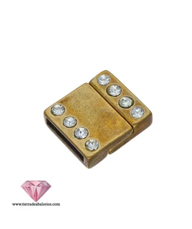 Cierre con Imán 20x18mm Agujero 15x3mm con Swarovski, Oro Viejo