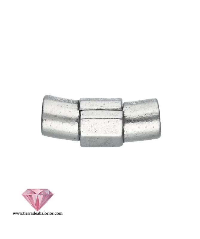 Cierre Tubo Curvado con Imán 22x9mm Agujero 5mm, Plateado Cierre Tubo Curvado con Imán 22x9mm Agujero 5mm, Plateado