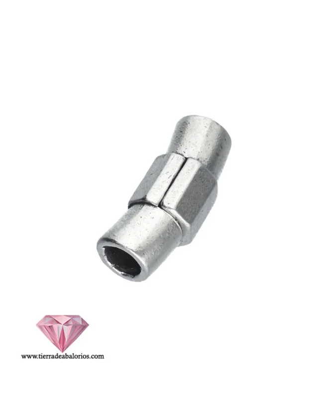Cierre Tubo Curvado con Imán 22x9mm Agujero 5mm, Plateado Cierre Tubo Curvado con Imán 22x9mm Agujero 5mm, Plateado