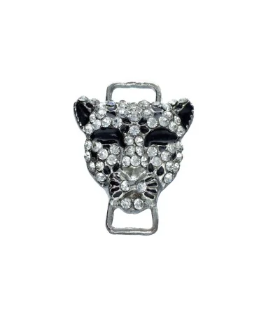 Conector Pantera 28x22mm con Swarovski, Plateado Conector Pantera 28x22mm con Swarovski, Plateado - Tierra de Abalorios