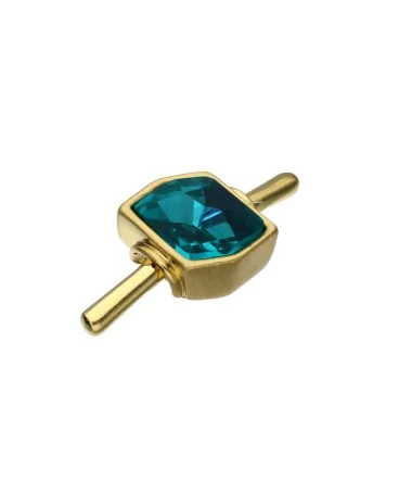 Entrepieza para Caucho Dorada Terminal 3mm, Blue Zircon Entrepieza para Caucho Dorada Terminal 3mm, Blue Zircon - Tierra de Abalorios