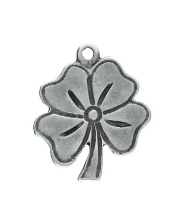 Colgante Trebol 35mm, Plateado - Zamak baño plata - Tierra de Abalorios