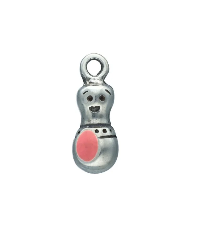 Colgante Chinito de la Suerte 23mm Rosa (Amistad), Plateado