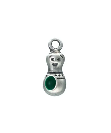 Colgante Chinito de la Suerte 23mm Verde (Dinero), Plateado Colgante Chinito de la Suerte 23mm Verde (Dinero), Plateado - Tierra de Abalorios