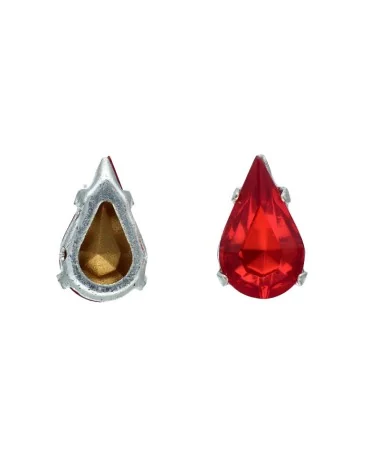 Pearshape Engastada Preciosa 13x8mm, Light Siam | Tierra de Abalorios