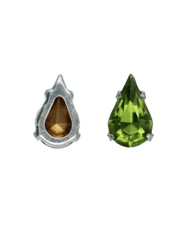 Pearshape Engastada Preciosa 13x8mm, Olivine | Tierra de Abalorios