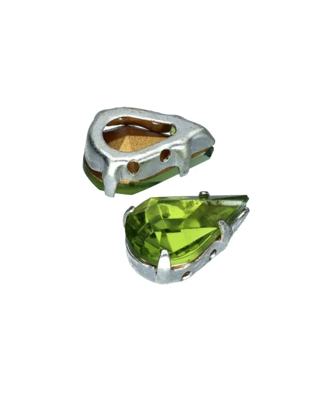 Pearshape Engastada Preciosa 13x8mm, Olivine | Tierra de Abalorios Pearshape Engastada Preciosa 13x8mm, Olivine | Tierra de Abalorios
