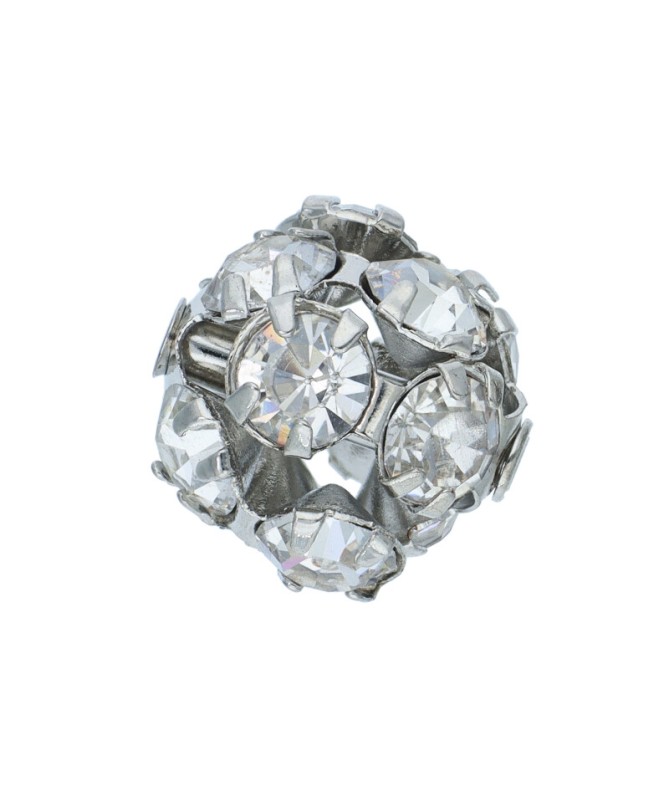 Bola Engarzada 10mm Baño Plata Vieja, Swarovski Cristal | Tierra de Abalorios