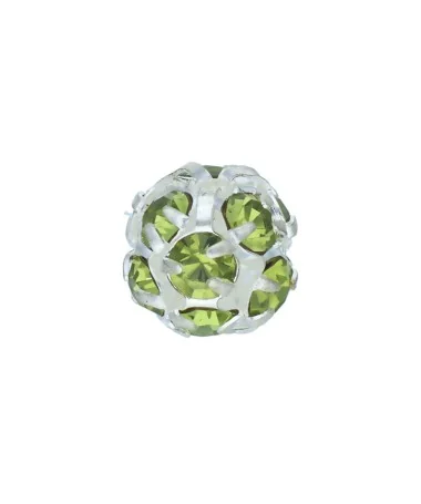 Bola Engarzada 8mm Baño Plata, Swarovski Olivine | Tierra de Abalorios