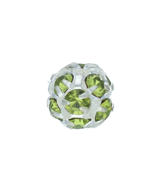 Bola Engarzada 8mm Baño Plata, Swarovski Olivine | Tierra de Abalorios