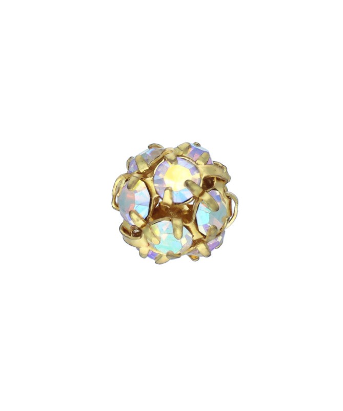 Bola Engarzada 8mm Baño Oro, Swarovski Cristal AB | Tierra de Abalorios