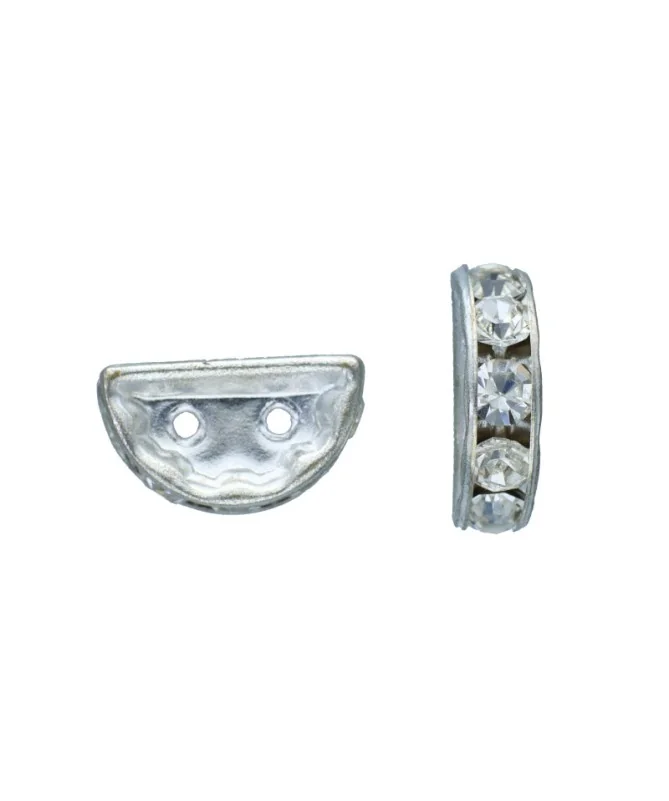 Separador Media Luna 13x6mm Plateado con Cristal Swarovski - Tierra de Abalorios Separador Media Luna 13x6mm Plateado con Cristal Swarovski - Tierra de Abalorios