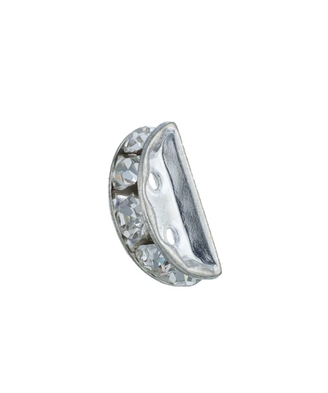 Separador Media Luna 13x6mm Plateado con Cristal Swarovski - Tierra de Abalorios Separador Media Luna 13x6mm Plateado con Cristal Swarovski - Tierra de Abalorios