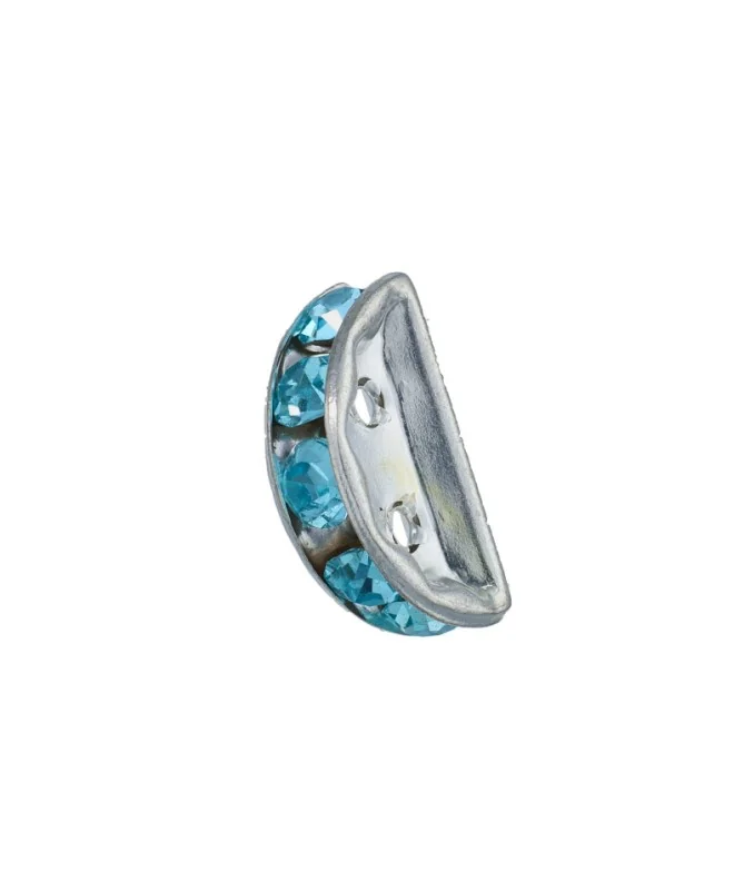 Separador Media Luna 13x6mm Plateado con Cristal Swarovski Aquamarine | Tierra de Abalorios Separador Media Luna 13x6mm Plateado con Cristal Swarovski Aquamarine | Tierra de Abalorios