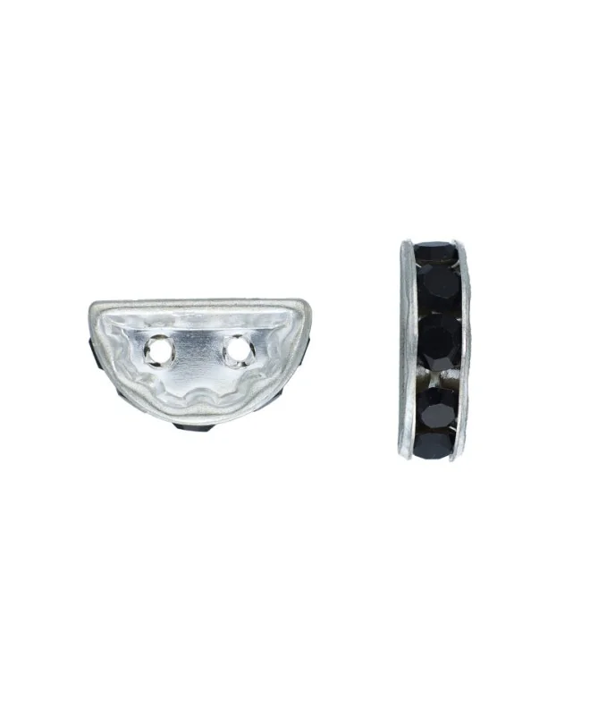 Separador Media Luna 13x6mm Plateado con Cristal Swarovski | Tierra de Abalorios Separador Media Luna 13x6mm Plateado con Cristal Swarovski | Tierra de Abalorios