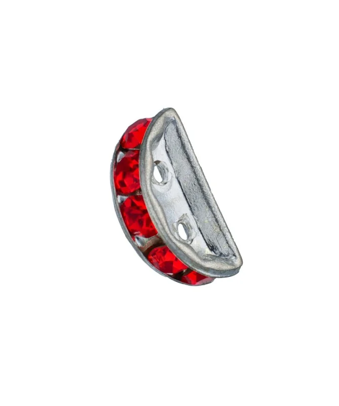 Separador Media Luna 13x6mm Plateado con Cristal Swarovski Light Siam | Tierra de Abalorios Separador Media Luna 13x6mm Plateado con Cristal Swarovski Light Siam | Tierra de Abalorios