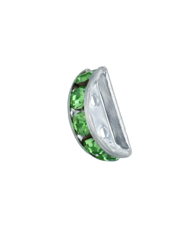 Separador Media Luna 13x6mm Plateado con Cristal Swarovski Peridot | Tierra de Abalorios