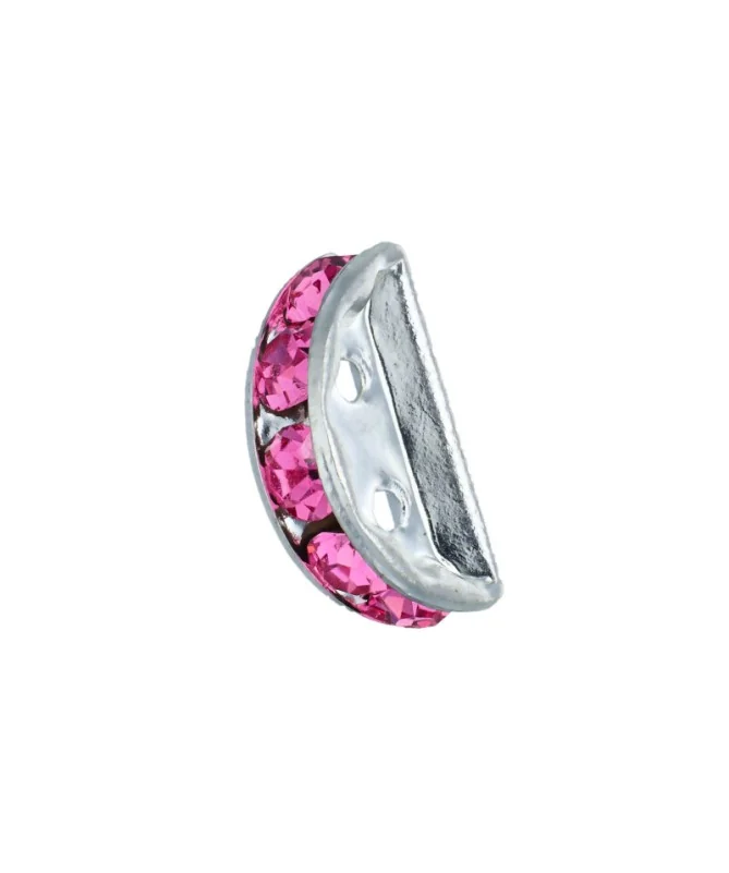 Separador Media Luna 13x6mm Plateado con Cristal Swarovski Rose | Tierra de Abalorios Separador Media Luna 13x6mm Plateado con Cristal Swarovski Rose | Tierra de Abalorios
