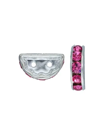 Separador Media Luna 13x6mm Plateado con Cristal Swarovski Rose Separador Media Luna 13x6mm Plateado con Cristal Swarovski Rose | Tierra de Abalorios