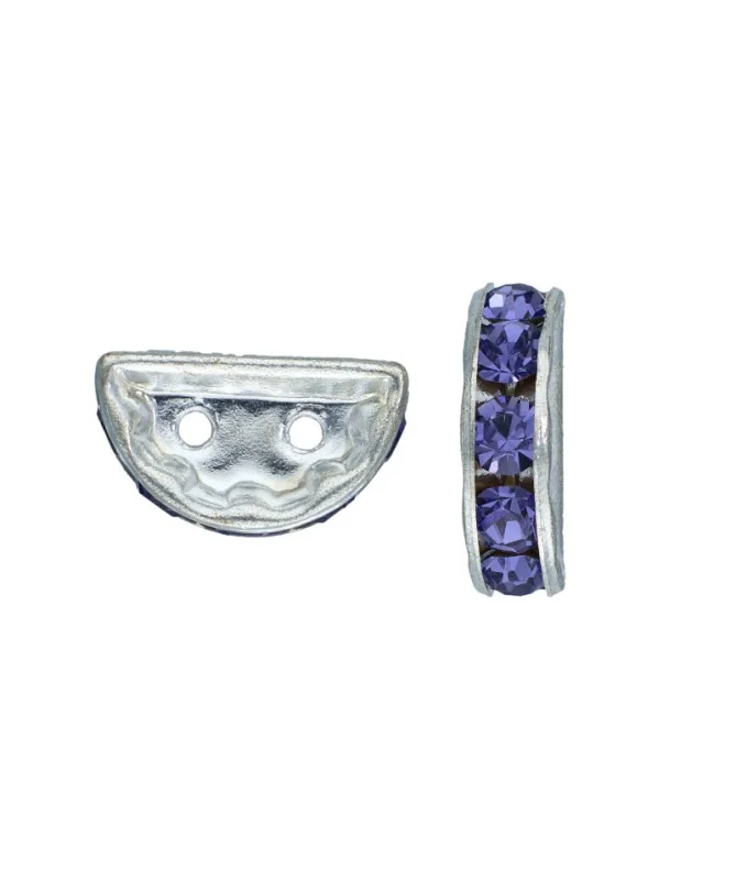 Separador Media Luna 13x6mm Plateado con Cristal Swarovski Tanzanite| Tierra de Abalorios Separador Media Luna 13x6mm Plateado con Cristal Swarovski Tanzanite| Tierra de Abalorios