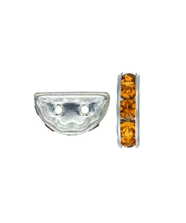 Separador Media Luna 13x6mm Plateado con Cristal Swarovski Topaz Separador Media Luna 13x6mm Plateado con Cristal Swarovski Topaz | Tierra de Abalorios
