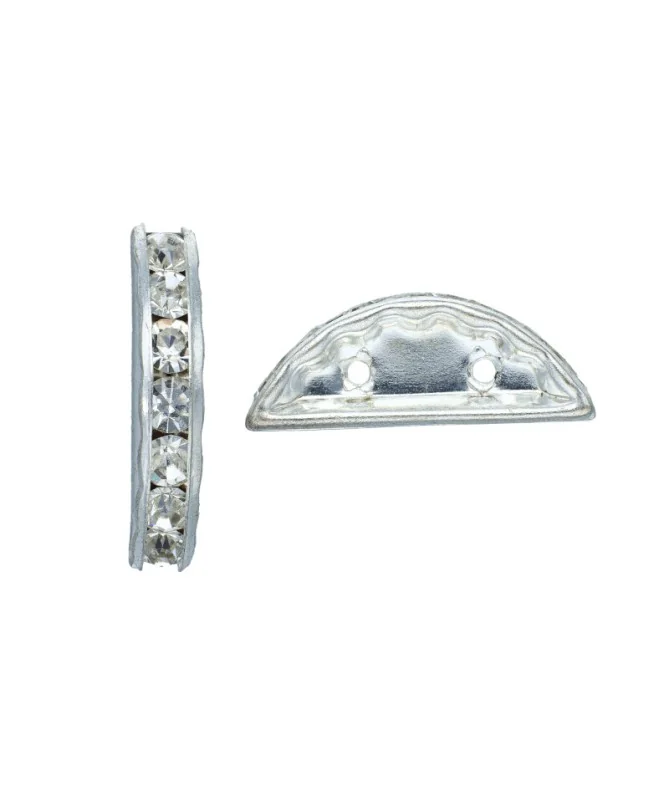 Separador Media Luna 19x7mm Plateado con Cristal Swarovski | Tierra de Abalorios Separador Media Luna 19x7mm Plateado con Cristal Swarovski | Tierra de Abalorios