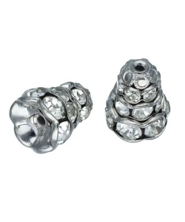 Capuchón 12x10mm, Plateado con Cristal Swarovski | Tierra de Abalorios