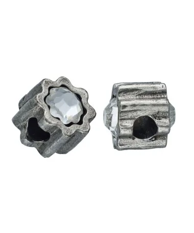 Entrepieza Flor 12mm Agujero 4mm con Swarovski, Plateada Entrepieza Flor 12mm Agujero 4mm con Swarovski, Plateada | Tierra de Abalorios