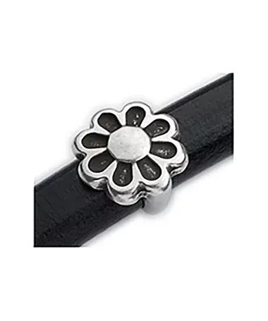 Entrepieza Regaliz Flor 14mm Agujero 10x7mm, Plateada | Tierra de Abalorios