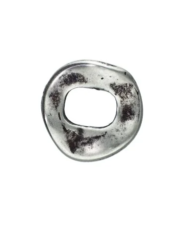 Aro Irregular Machacado 10mm Agujero 10x7mm, Plateado Aro Irregular Machacado 10mm Agujero 10x7mm, Plateado| Tierra de Abalorios