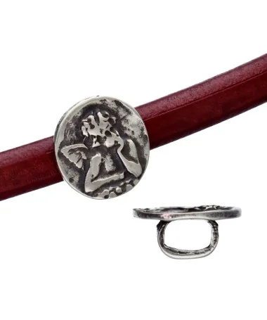 Entrepieza Regaliz Angel Pensativo 23mm Agujero 10x6mm, Plateada | Tierra de Abalorios