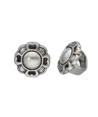 Entrepieza Regaliz Circulo con Corazones de 18mm, Plateada | Tierra de Abalorios