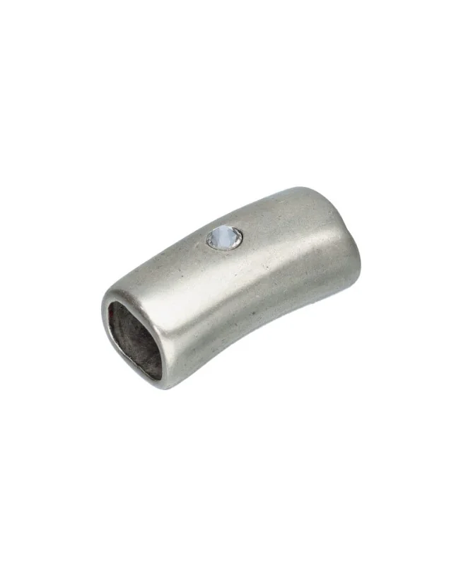 Entrepieza Regaliz Tubo con Swarovski 27x12mm, Plateada | Tierra de Abalorios
