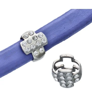 Entrepieza Regaliz Cruz 12x12mm con Cristal Swarovski, Plateada Entrepieza Regaliz Cruz 12x12mm con Cristal Swarovski, Plateada | Tierra de Abalorios