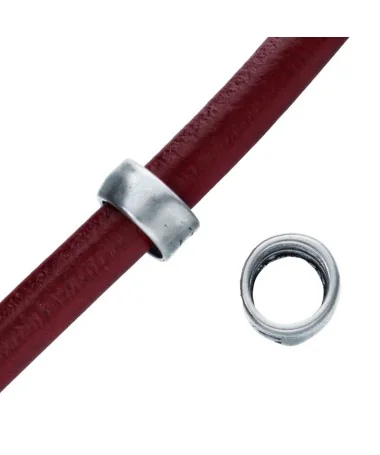 Tubo Irregular para Cordón o Regaliz de 15x8mm Agujero 10,5mm, Plateado | Tierra de Abalorios