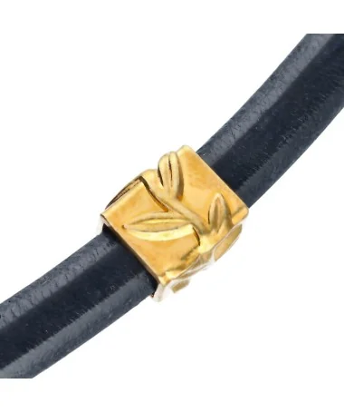 Entrepieza para Regaliz Hiedra 14x12mm, Agujero 10x7mm, Dorada
