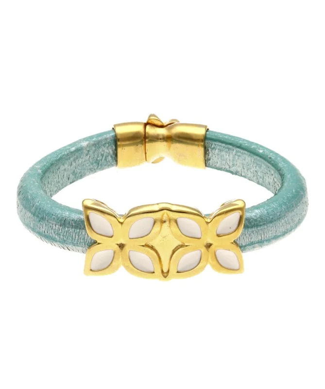 Entrepieza Regaliz 2 Flores Blancas, 37x19mm Agujero 10x7mm, Dorada