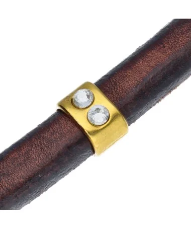 Entrepieza Regaliz con Cristal Swarovski Agujero 10x6mm, Dorada