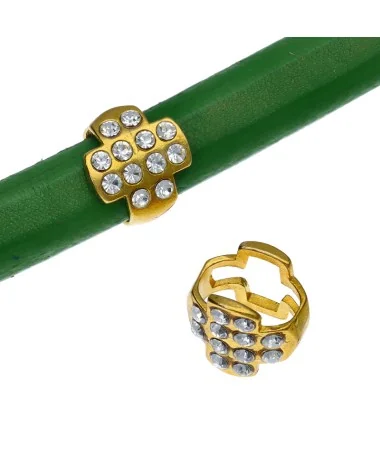 Entrepieza Regaliz Cruz 12x12mm con Cristal Swarovski, Dorada Entrepieza Regaliz Cruz 12x12mm con Cristal Swarovski, Dorada