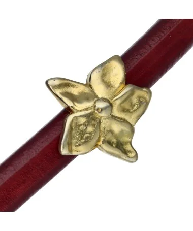 Entrepieza Regaliz Flor 28mm Agujero 10x7mm, Dorada