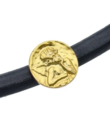 Entrepieza Regaliz Moneda Angel Pensativo 22mm, Dorada Entrepieza Regaliz Moneda Angel Pensativo 22mm, Dorada