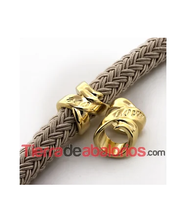 Tubo Lazo Love 17x14mm Agujero 10mm, Dorado Tubo Lazo Love 17x14mm Agujero 10mm, Dorado