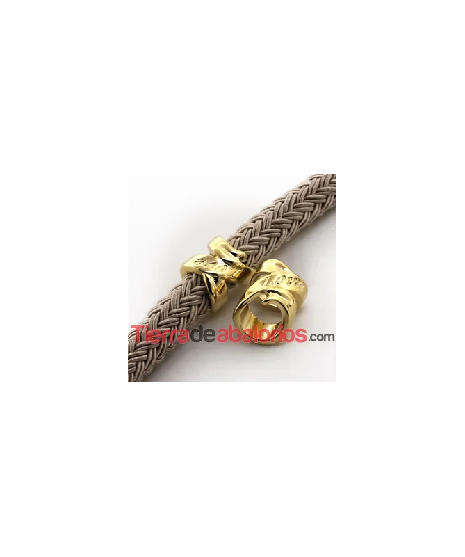 Tubo Lazo Love 17x14mm Agujero 10mm, Dorado