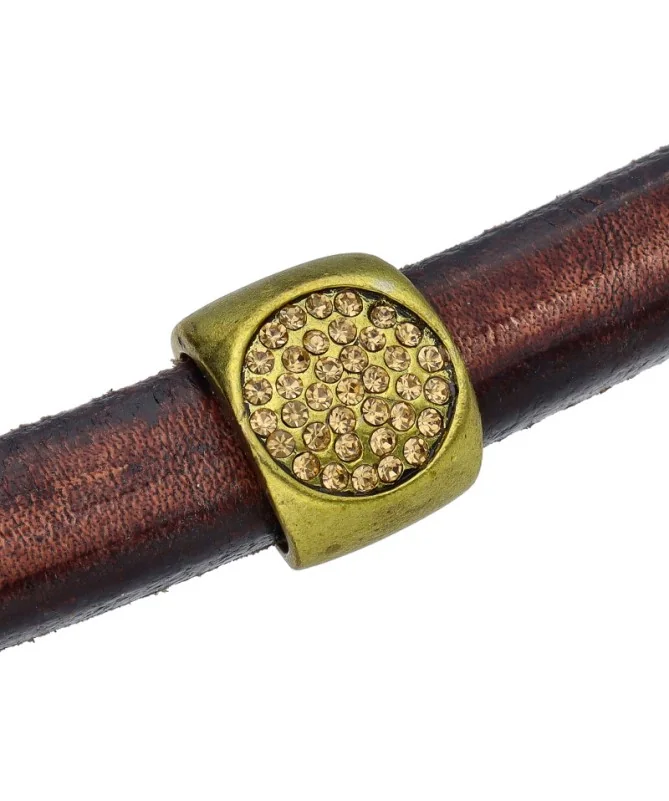 Entrepieza Regaliz 15x12mm, Oro Viejo con Cristal Swarovski