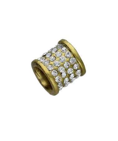 Tubo 14x14mm Agujero 10mm con Swarovski Cristal, Oro Viejo