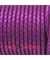 Cuero Trenzado Sintético 5mm, Hueco 1,3mm, Fucsia Metalizado