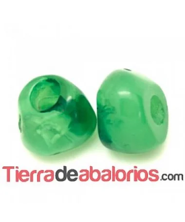 Resina Bola Irregular 19x15mm Agujero 6mm, Verde