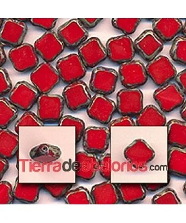 Rombo 12mm Rojo Coral con Efecto Picasso Rombo 12mm Rojo Coral con Efecto Picasso