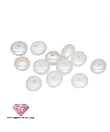Perla Cultivada Achatada 6x4mm Agujero 0,4mm (Hilo 99uds. aprox.) Perla Cultivada Achatada 6x4mm Agujero 0,4mm
